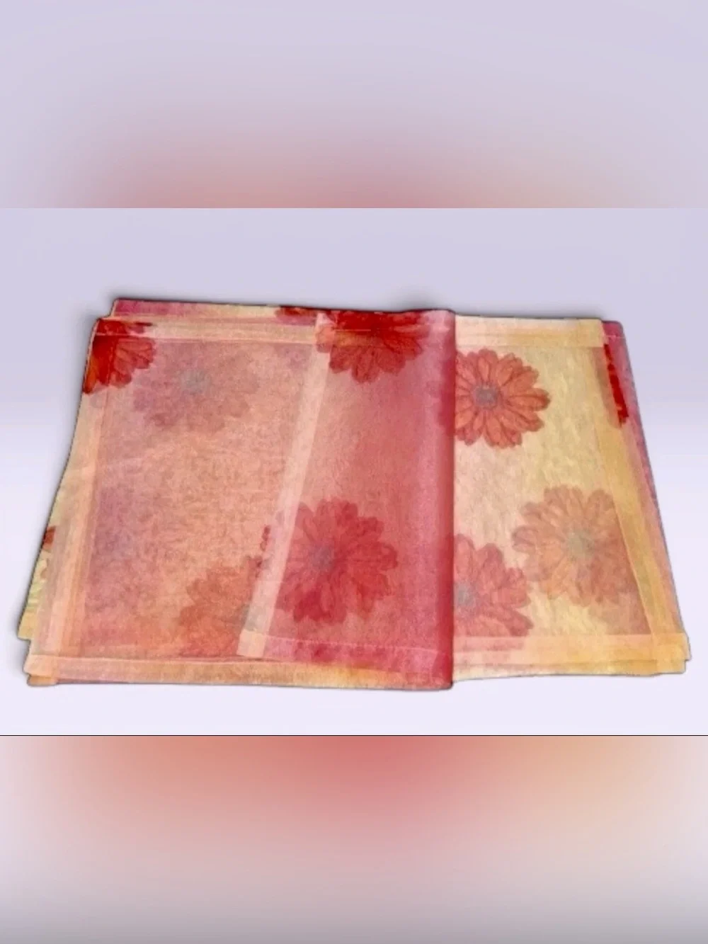 Bodrum Placemats Set of 12 Sheer Dahlia Orange Yellow Floral 14